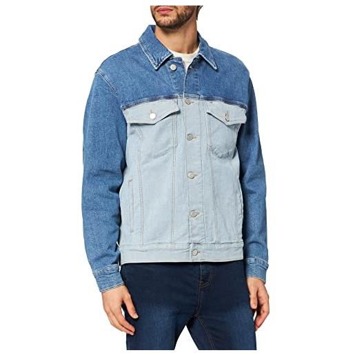 Tommy Jeans tjm oversized trucker giacca in jeans, blu (tj denim colorblock 1a4), x-large uomo