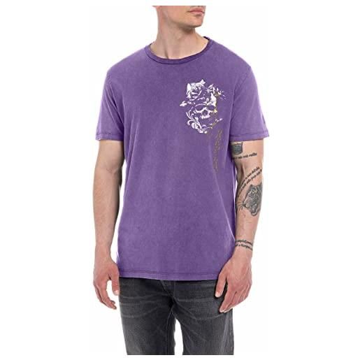 REPLAY t-shirt uomo manica corta con stampa, viola (violet 074), m