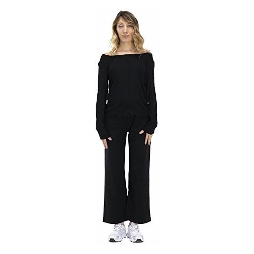 LEONE - t-shirt da donna maniche lunghe earth tones - black (09), xs