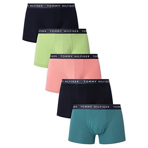 Tommy Hilfiger pantaloncino boxer uomo confezione da 5 intimo, multicolore (navy/nantucket/pink/navy/green), s