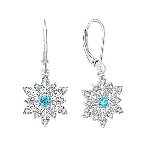 Starchenie orecchino fiocco di neve orecchino in argento 925 3a con zircone per donna