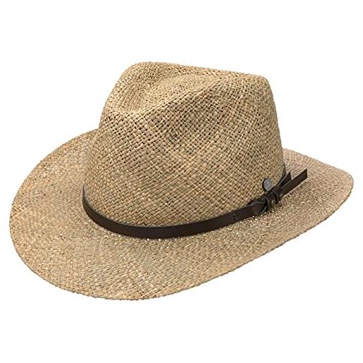 LIERYS cappello western in zostera marina donna/uomo - made italy da sole estivo cowboy primavera/estate - xl (60-61 cm) natura