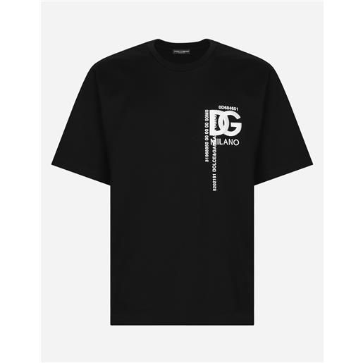 Dolce & Gabbana t-shirt cotone con stampa e ricamo logo dg