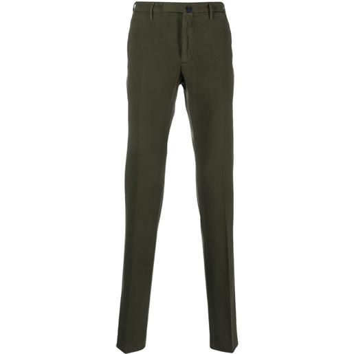 Incotex pantaloni slim batavia con pieghe - verde