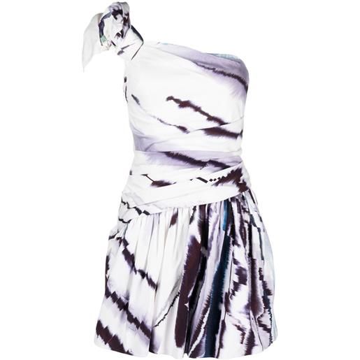 Gemy Maalouf abito monospalla con fantasia tie-dye - bianco