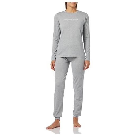 Emporio Armani logo da donna pajamas iconic set pajama, chiaro grigio melange, xs (pacco da 2)