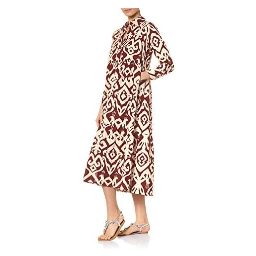 Goldenpoint mare donna abito chemisier lungo ashram, colore marrone, taglia s