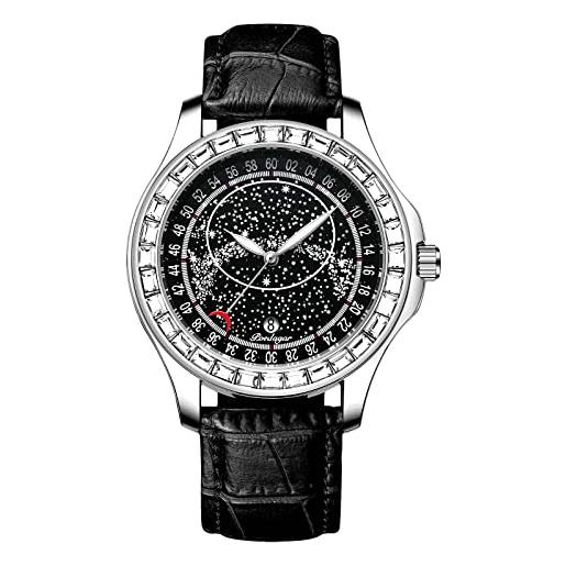RORIOS orologio da uomo luminoso impermeabile orologio con cinturino in pelle sportivo analogico al quarzo orologio calendario orologio da polso per uomo