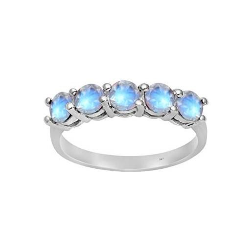 Shine Jewel cabina art deco arcobaleno pietra di luna 925 sterlina anello donna mezza eternità in argento (10)