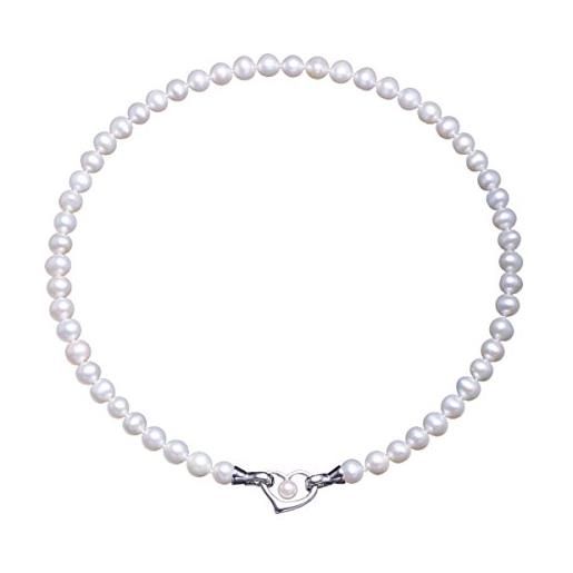 VIKI LYNN collana di perle regali san valentino naturali di acqua dolce da 7-8mm con ciondolo a forma di cuore circa 45cm VIKI LYNN