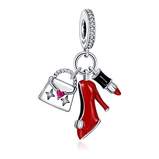HAEPIAR s925 charm d'argento per braccialetto collana d'argento sterling dangles borsa, tacchi, rossetto per le donne ragazze regali