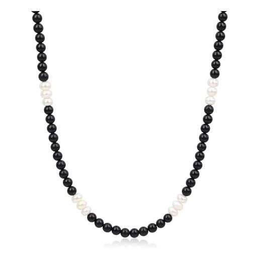 COAI bracciale collana unisex con perle in onice opaco e perla barocca