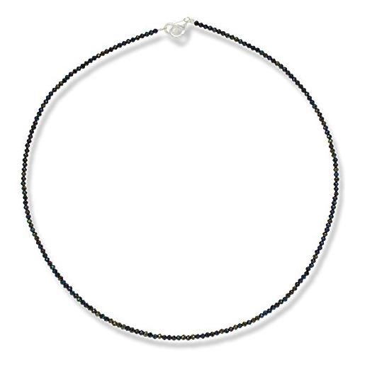 I-be 446602/bl/42 - collana con ciondolo a forma di spinello nero, ø 2 mm, in argento sterling 925, lunghezza 42 cm, in confezione regalo