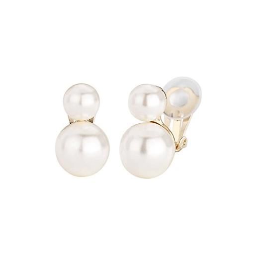 Traveller orecchini a clip - perla 8/12 mm bianco - placcati oro 22 carati - 113120