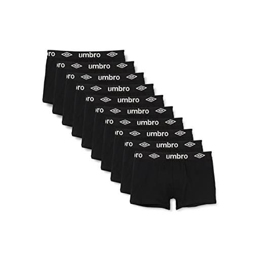 Umbro set de 10 boxers (10negros) -100% algodón-color (x10) boxer, nero (negro), medium uomo