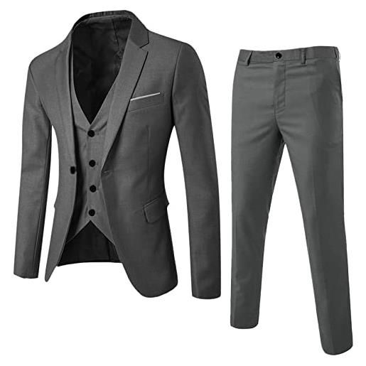 JokeLomple vestito uomo elegante completo - giacca e pantaloni abiti cerimonia uomo elasticizzata con tasche chic vestibilità sartoriale per feste, matrimoni, banchetti