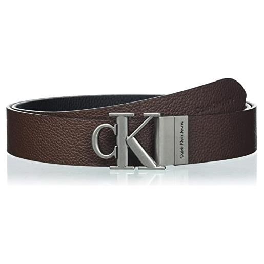 Calvin Klein Jeans mono hardware rev belt 35mm cintura, black/bitter brown, 90 cm uomo