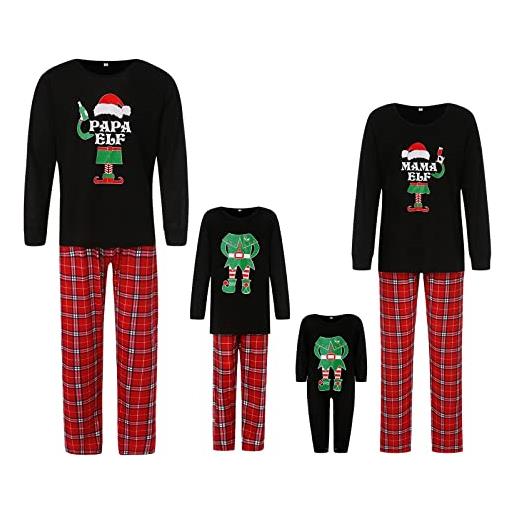 Qtinghua family christmas pjs matching sets christmas matching jammies holiday xmas sleepwear set (elf red, dad size medium)
