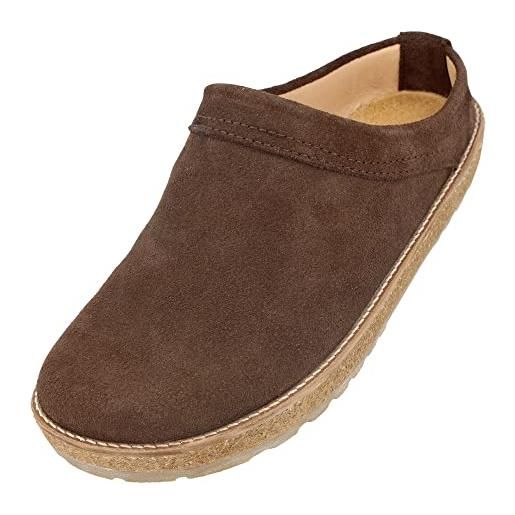 HAFLINGER travel-cassic elegante clog in pelle suola in gomma e plantare in lattice di sughero, marone 916, 37 eu