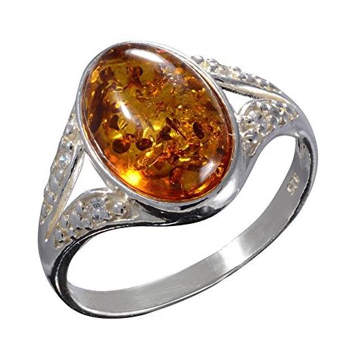 HolidayGiftShops anello in argento sterling con ambra baltica, color miele, modello "salma" e argento, 24,5, cod. Us_jwey_b07jjkb2nv