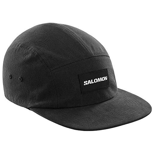 Salomon cappellino a cinque pannelli unisex, stile casual, versatilità, comfort tutto il giorno, black, taglia unica