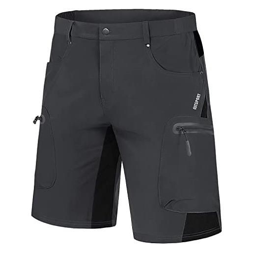 MAGCOMSEN pantaloncini da corsa da uomo estivi leggeri ad asciugatura rapida, pantaloncini casual da lavoro con tasche con zip grigio scuro 50