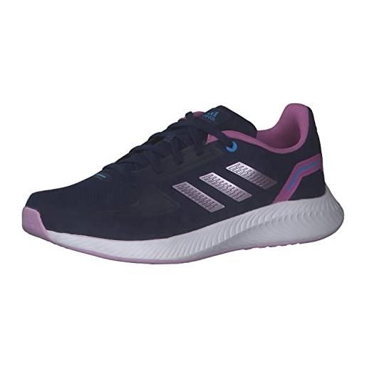 Adidas runfalcon 2.0 k, scarpe running, nero (black white), 32 eu
