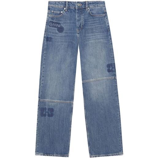 GANNI jeans dritti patch izey - blu