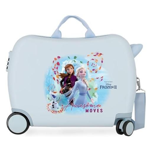 Frozen disney awesome moves valigia per bambini azzurro 50x38x20 cms rigida abs chiusura a combinazione numerica 34l 2,1kgs 4 ruote bagaglio a mano