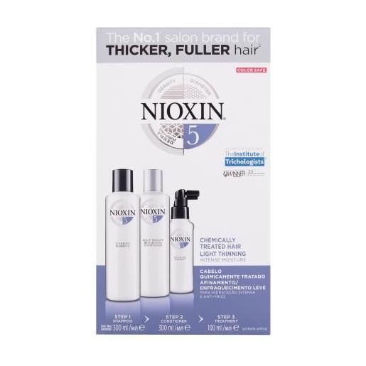 Nioxin system 5 cofanetti shampoo system 5 cleanser shampoo 300 ml + balsamo system 5 revitalising conditioner 300 ml + cura dei capelli system 5 scalp & hair treatment 100 ml per donna