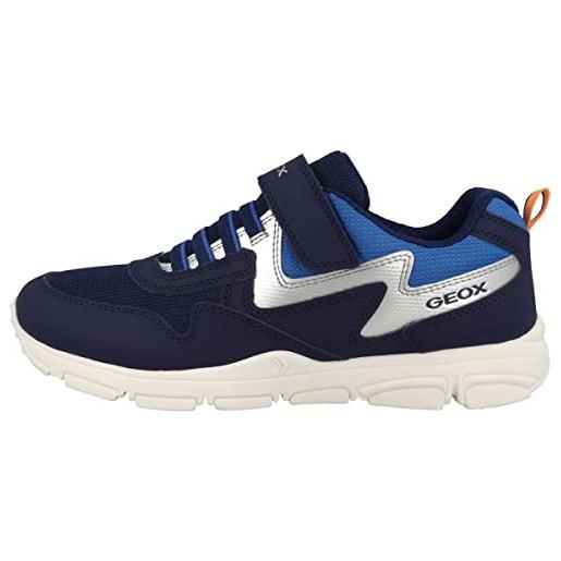 Geox j new torque boy, scarpe da ginnastica bambini e ragazzi, blu (royal/lime), 30 eu