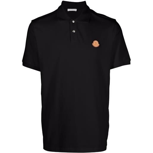 Moncler polo con applicazione - nero