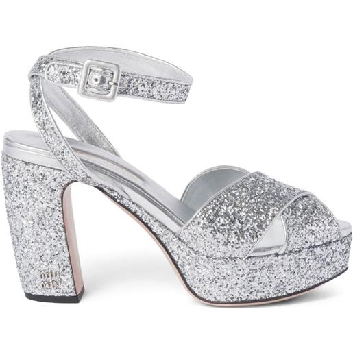 Miu Miu sandali con glitter - argento