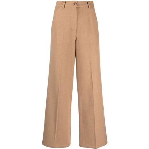 Kenzo pantaloni a gamba ampia con logo - marrone