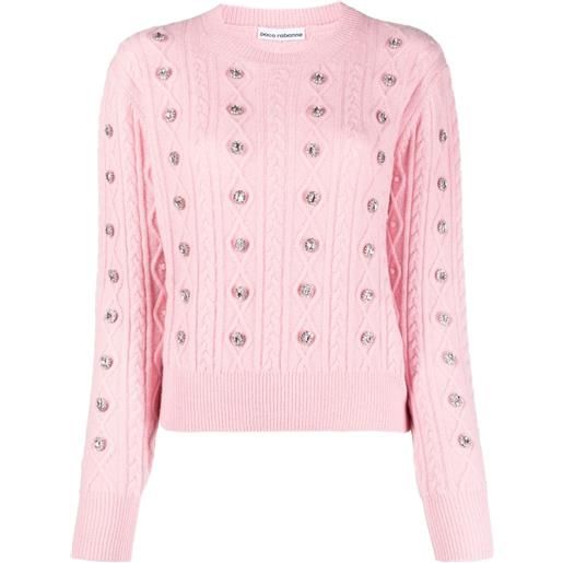 Rabanne maglione con decorazione di cristalli - rosa