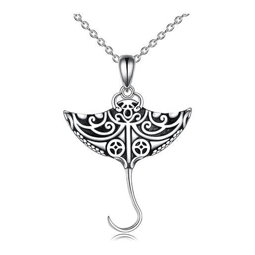 POPLYKE collana in argento sterling con ciondolo a forma di oceano animale, per donne e uomini, regalo di compleanno, argento sterling