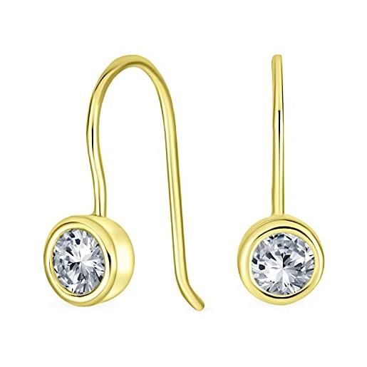 Bling Jewelry. 50 ct boucles d'oreilles minimaliste en argent plaqué or. 925 avec solitaire rond et lunette en zirconium cubique