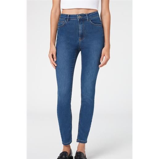 Calzedonia jeans push up skinny a vita alta soft touch blu