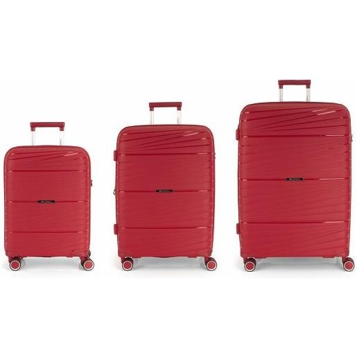Gabol kiba set di valigie a 4 ruote 3 pz. Rosso