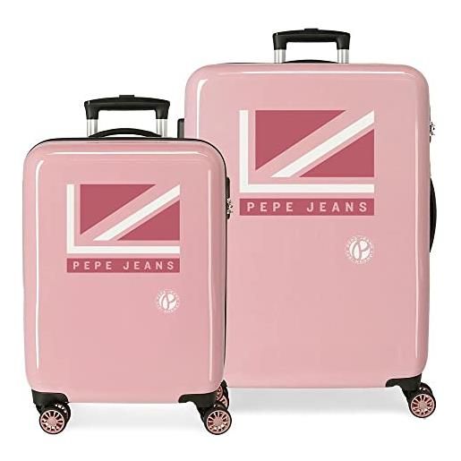 Pepe Jeans carol valigia media rosa 48 x 68 x 26 cm rigida abs chiusura tsa 70 l 3 kg 4 ruote doppie