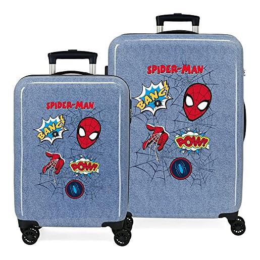 Marvel spiderman denim, blu, talla única, set valigie