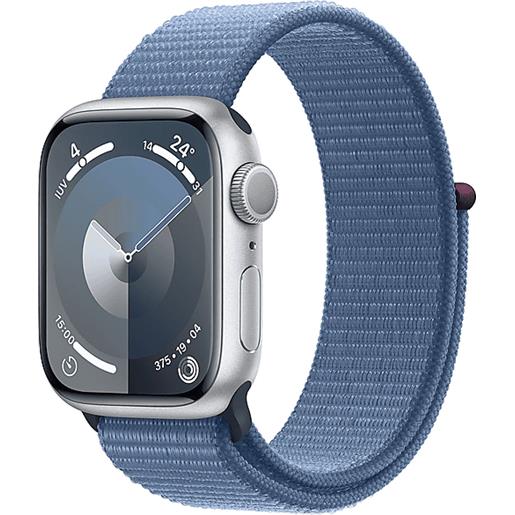 APPLE watch series 9 gps + cellular, cassa 41 mm in alluminio argento con sport loop blu inverno