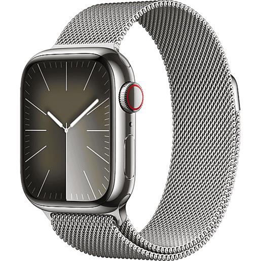 APPLE watch series 9 gps + cellular, cassa 41 mm in acciaio inossidabile color argento con loop maglia milanese