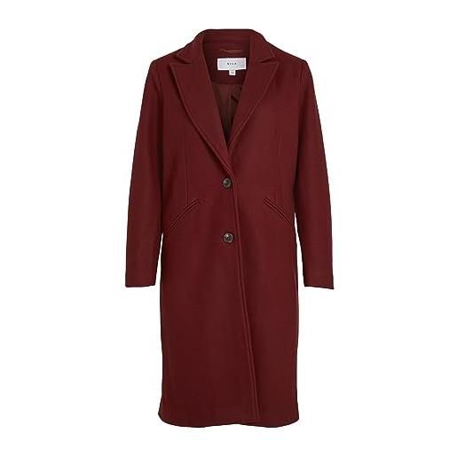 Vila vivalji long coat-noos cappotto di lana, rosso mattone, 40 donna