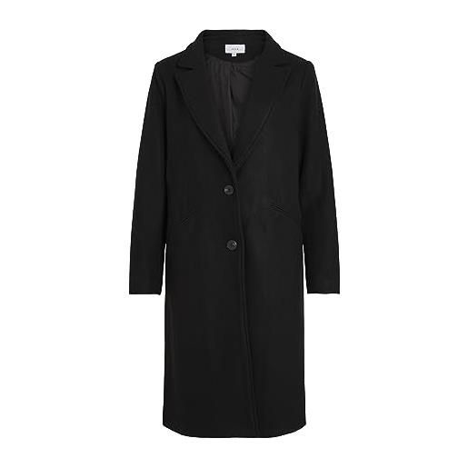 Vila vivalji long coat - noos cappotto di lana, nero, s donna