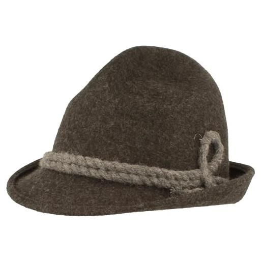 Hut Breiter breiter cappello tradizionale da uomo, in feltro, con testa a punta, 100% lana, tesa stretta e cordoncino di lana, tre colori, nero , 54