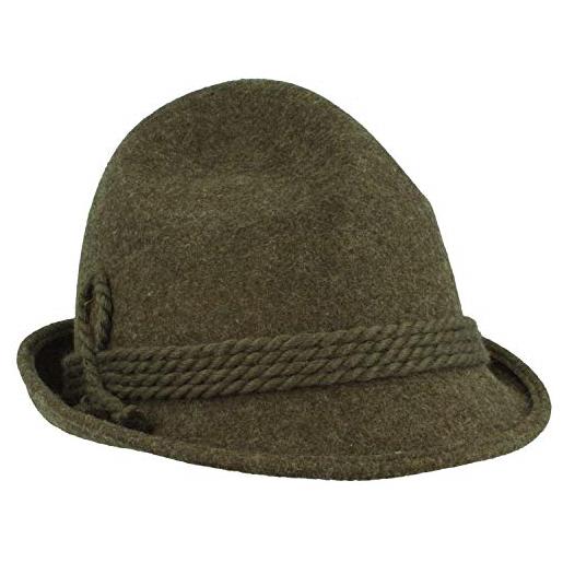Hut Breiter ampio cappello da uomo originale | cappello in feltro | cappello da escursionismo - in 100% lana con kempre e cordoncino di lana - in 3 oliva 59