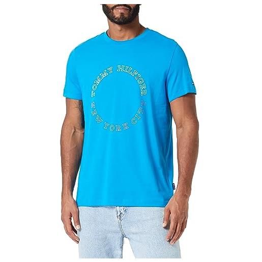 Tommy Hilfiger t-shirt maniche corte uomo scollo rotondo, blu (desert sky), m