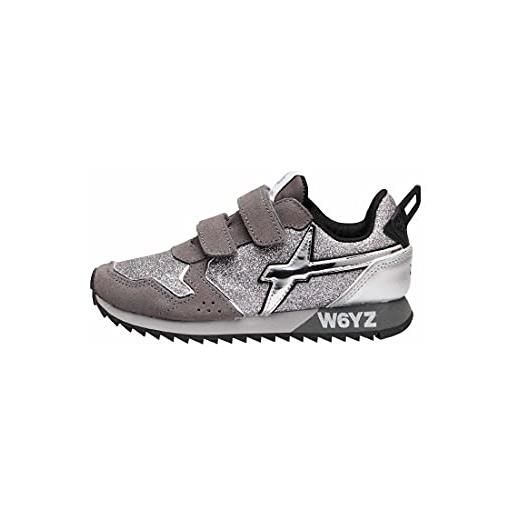 w6yz jet vl-j. -sneakers in tessuto glitter e suede-grigio argento 34