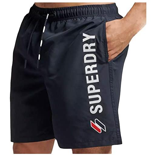 Superdry code applque 19inch swim short w2-pantaloncini da bagno, deep navy, medium uomo